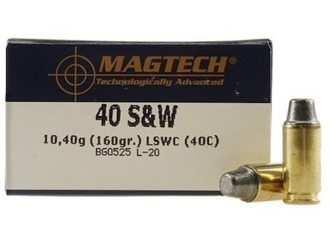 Magtech Ammo 40 S&W 160 Grain Lead Semi-Wadcutter Box of 50