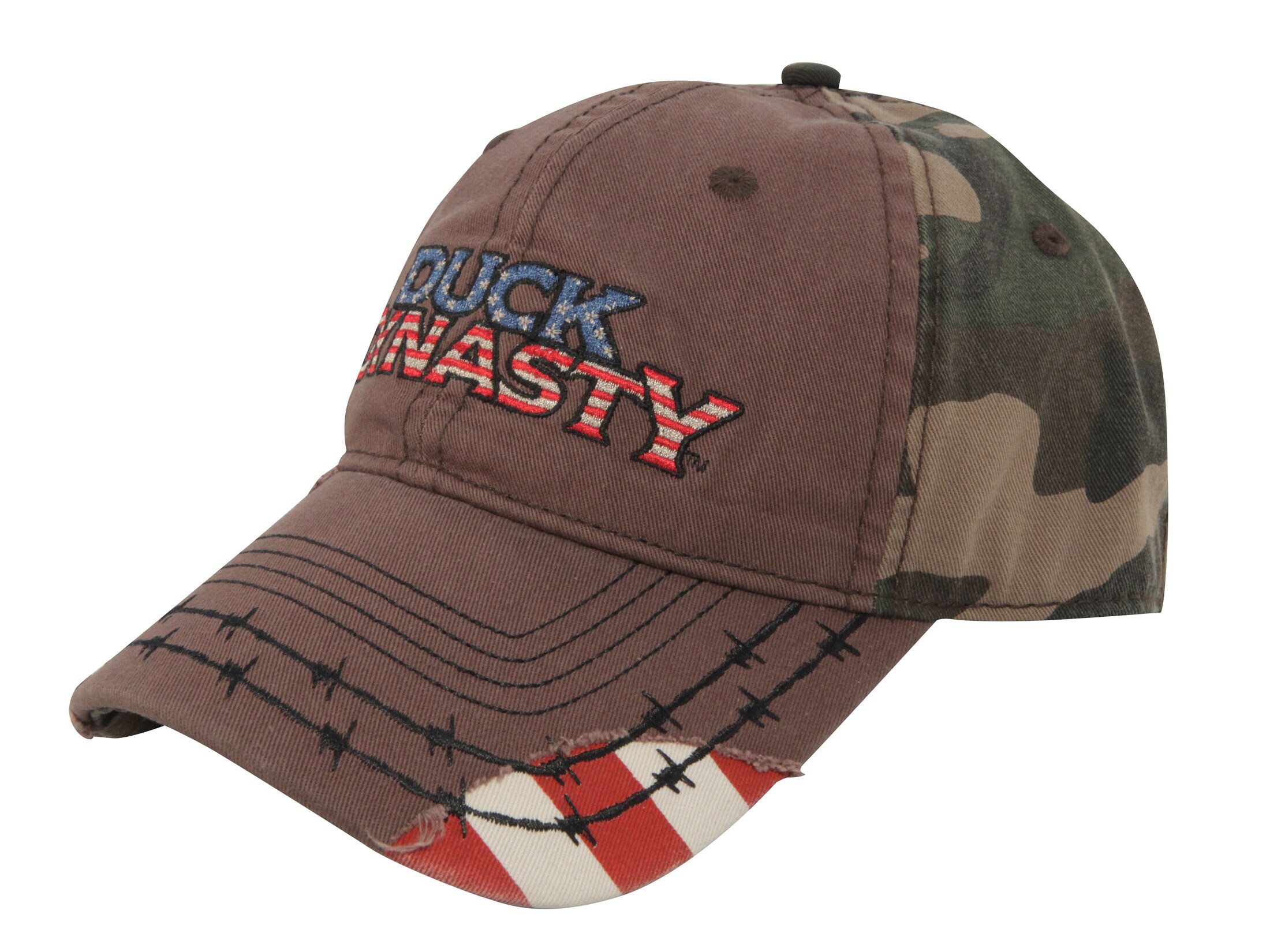 Duck Dynasty Flag Logo Cap Cotton Brown Woodland Camo