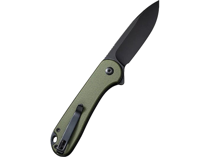 CIVIVI Button Lock Elementum II Pocket Knife 2.96″ Drop Point Nitro-V Black Stonewash Blade G-10 Handle OD Green