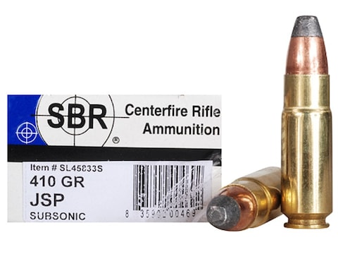 SBR Ammo 458 SOCOM Subsonic 410 Grain Jacketed Soft Point Box of 20