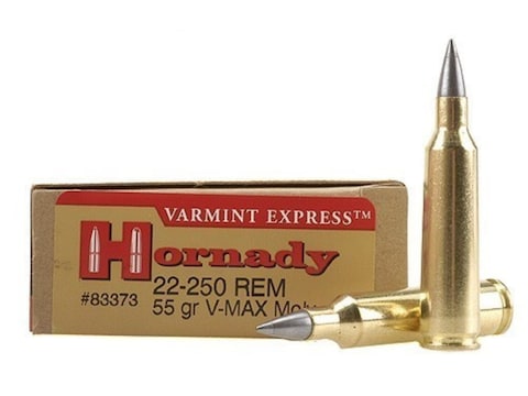 Hornady Varmint Express Ammo 22-250 Remington 55 Grain V-Max Moly Box