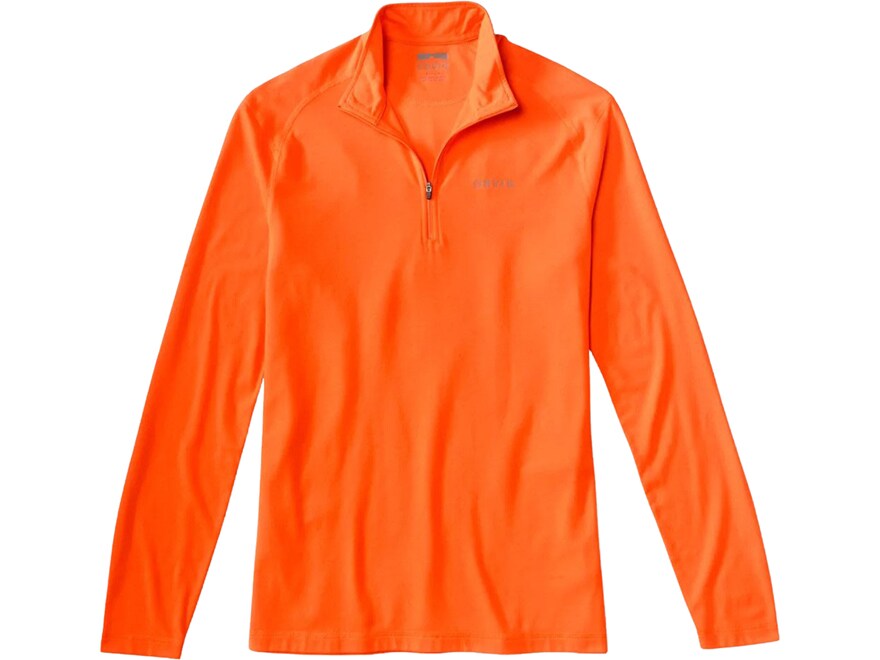 Orvis Men's Drirelease 1/4 Zip Long Sleeve Shirt Blaze Orange Medium