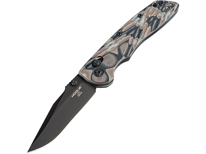 Hogue Deka Pocket Knife 3.25″ Clip Point CPM 20CV Black Cerakote Blade G-10 Handle Dark Earth G-Mascus,