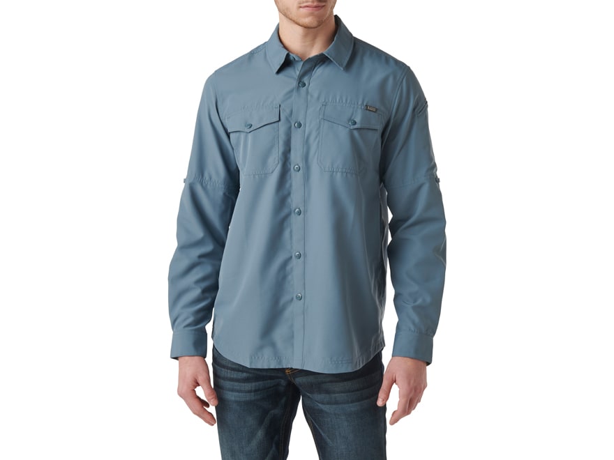 5.11 Men's Marksman Long Sleeve Shirt Gray Blue Medium