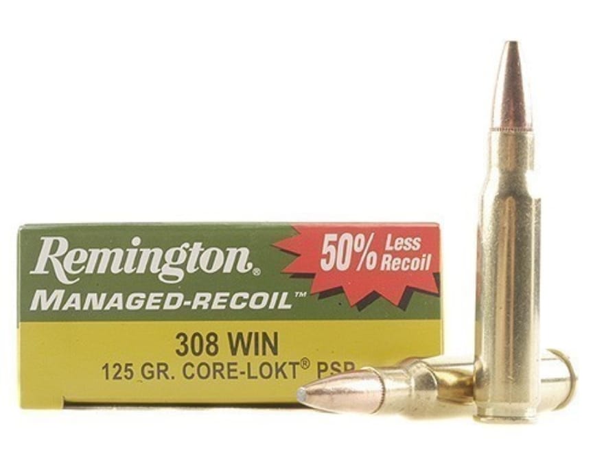 Remington ManagedRecoil Ammo 308 Winchester 125 Grain CoreLokt Remington ManagedRecoil Ammo 308 Winchester 125 Grain CoreLokt