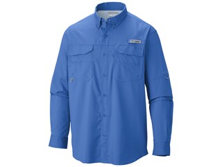 Columbia Men's PFG Blood and Guts III Button-Up Shirt Long Sleeve Polyester Vivid Blue 2XL
