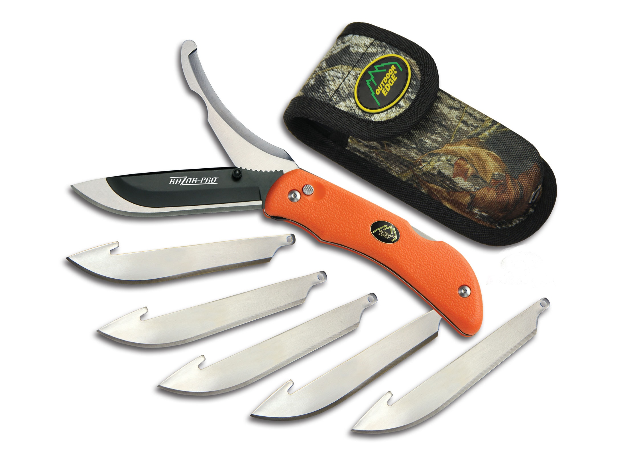 Outdoor Edge Razor-Pro Folding Hunting Knife 3.5" Drop Point 420 Stainless Steel Blade Kraton Handle Orange