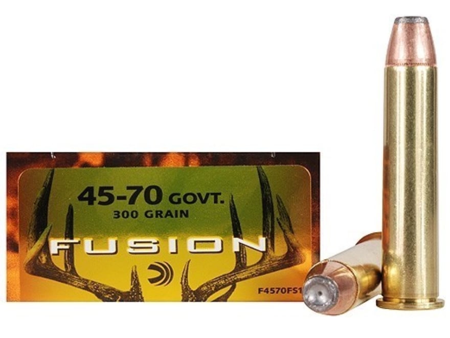 Federal Fusion Ammo 45-70 Government 300 Grain Bonded Soft Point Box.