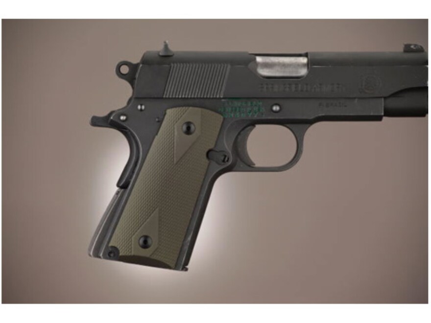 Hogue Extreme Series Grip 1911 Officer Checkered Aluminum Matte Green