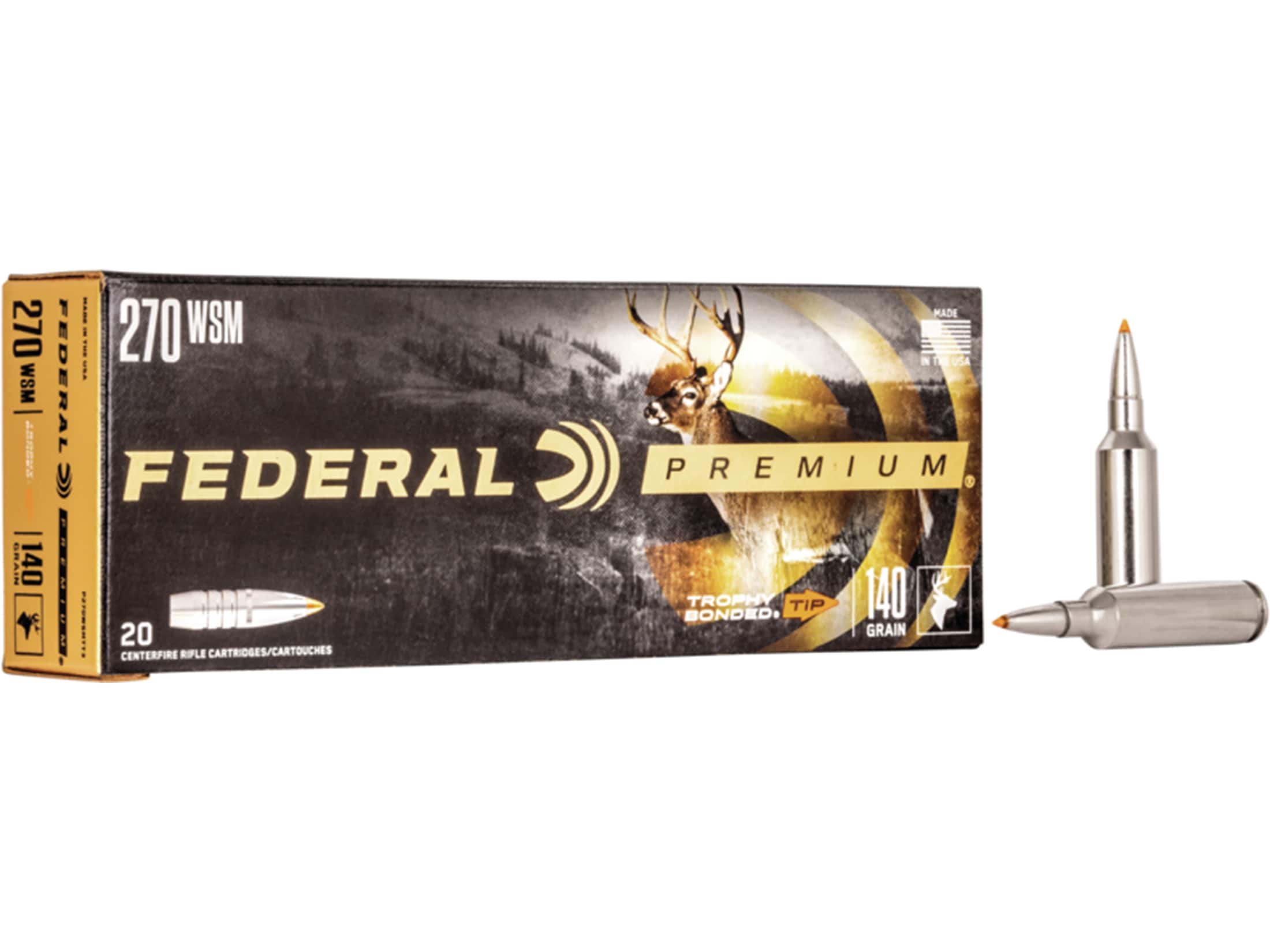 Federal Premium Ammo 270 Winchester Short Mag (WSM) 140 Grain Trophy.