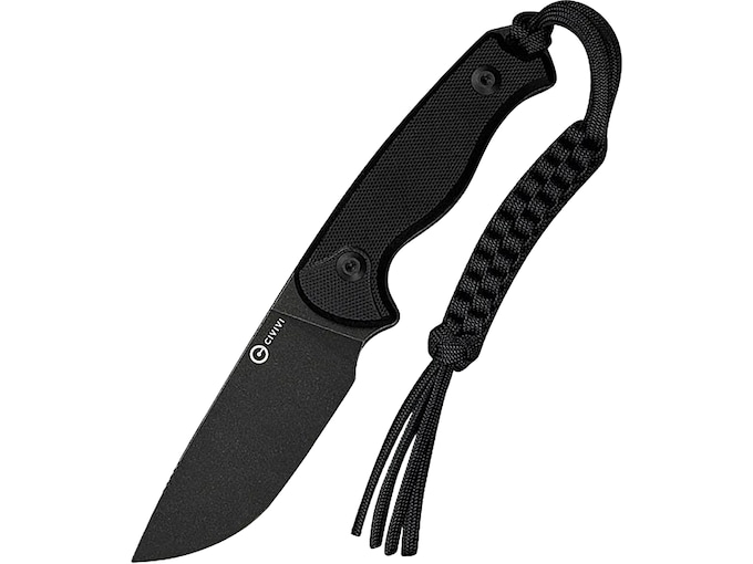 CIVIVI Timberbark Fixed Blade Knife 3.2″ Drop Point Sandvik 14C28N Black Stonewash Blade G-10 Handle Black