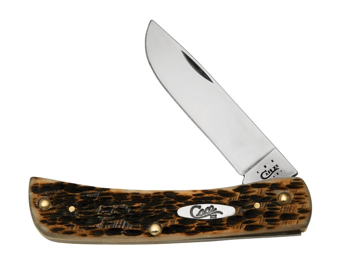 Case Sod Buster Jr Pocket Knife 2.8″ Skinner Stainless Steel Blade Peach Seed Jigged Amber Bone Handle