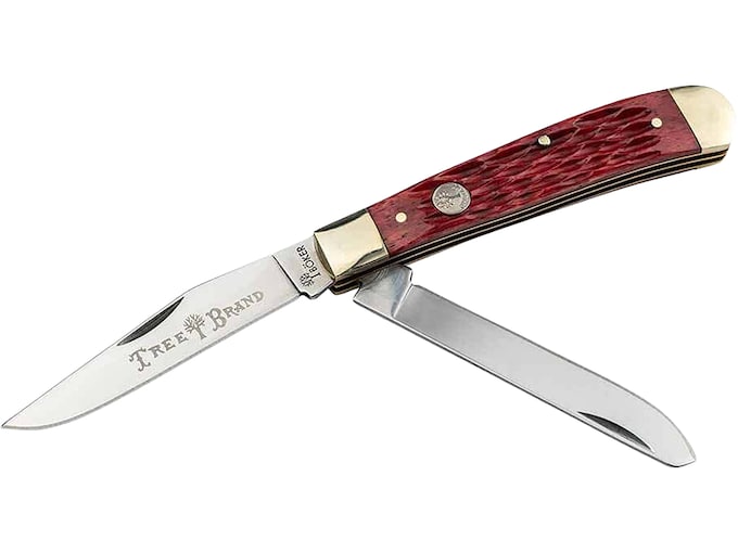Boker Knives Traditional Series 2.0 Trapper Pocket Knife 3.25″ Clip and Spey Point D2 Satin Blade Jigged Bone Handle Red