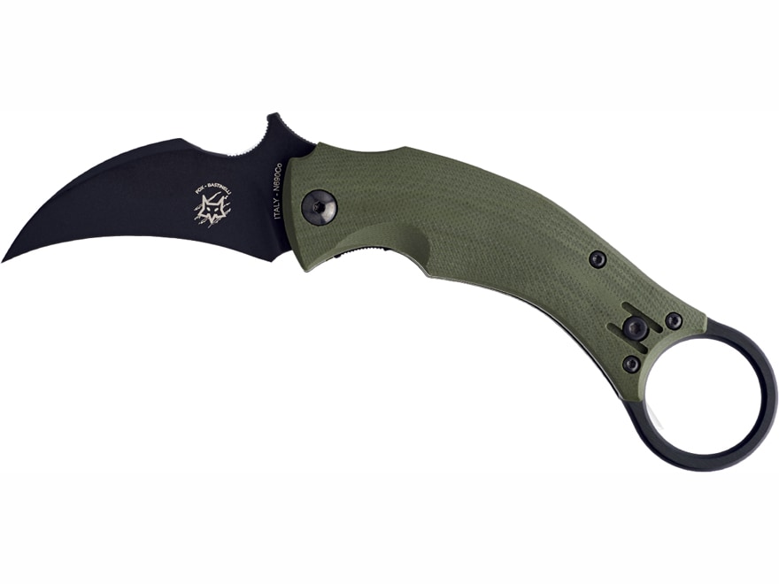 Fox Knives Black Bird Folding Knife 2.25 Karambit N690 Black Blade