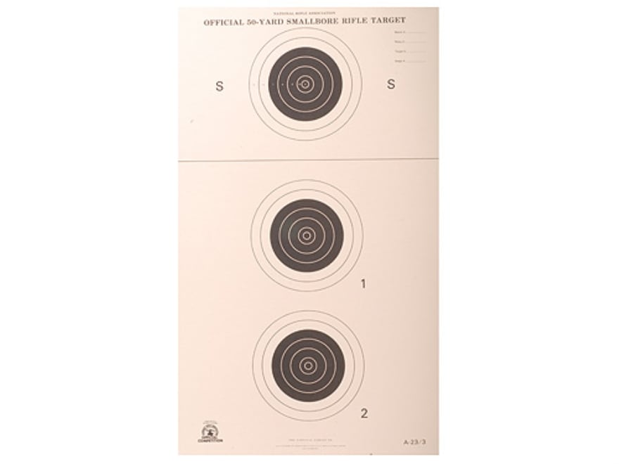 NRA Official Smallbore Rifle Targets A-23/3 50-Yard Paper 100PK