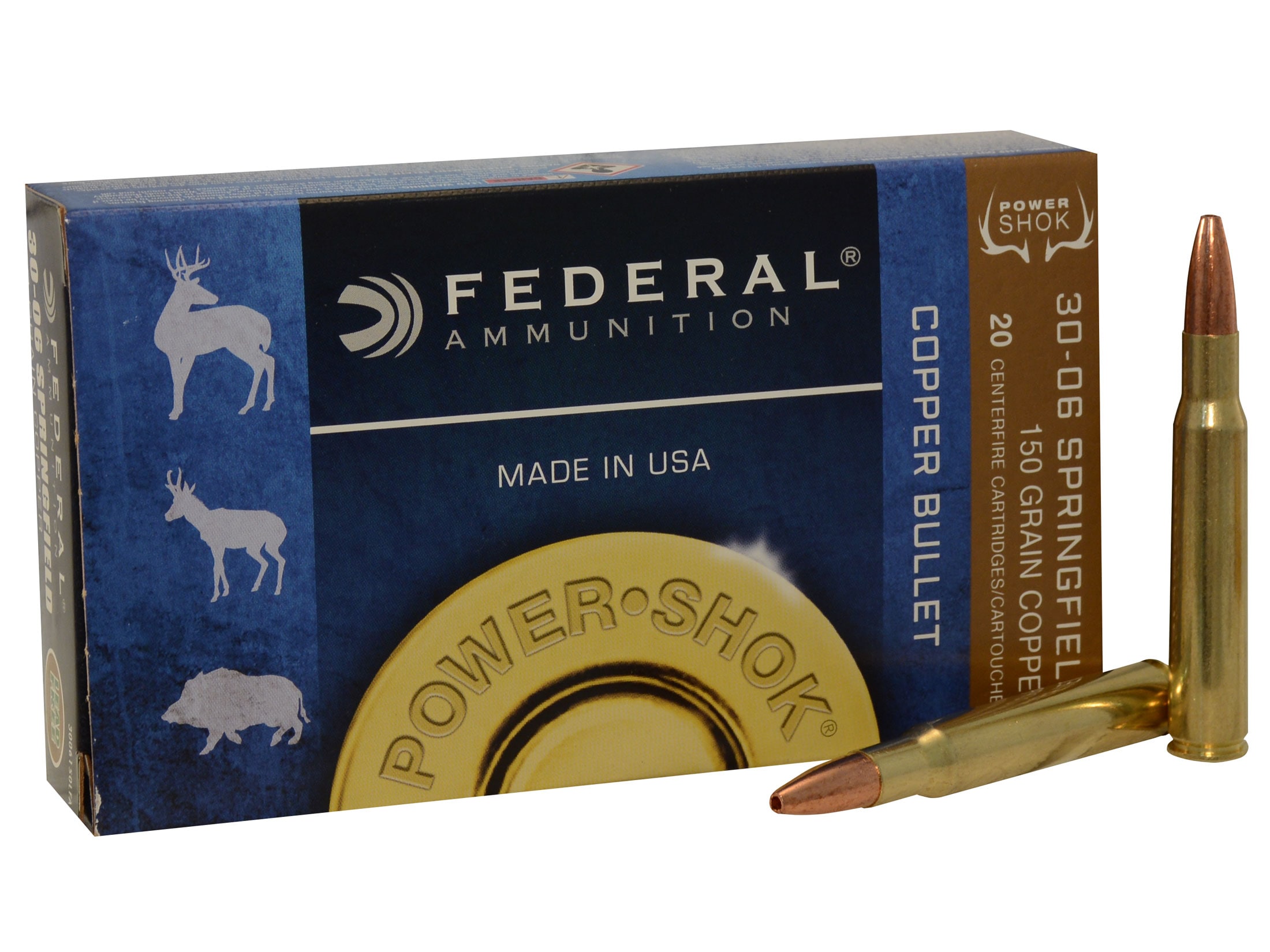 Federal PowerShok 3006 Springfield Ammo 150 Grain Solid Hollow Point