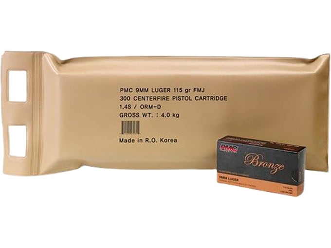 PMC Bronze 9mm Luger Ammo 115 Grain Full Metal Jacket Battle Pack of 300