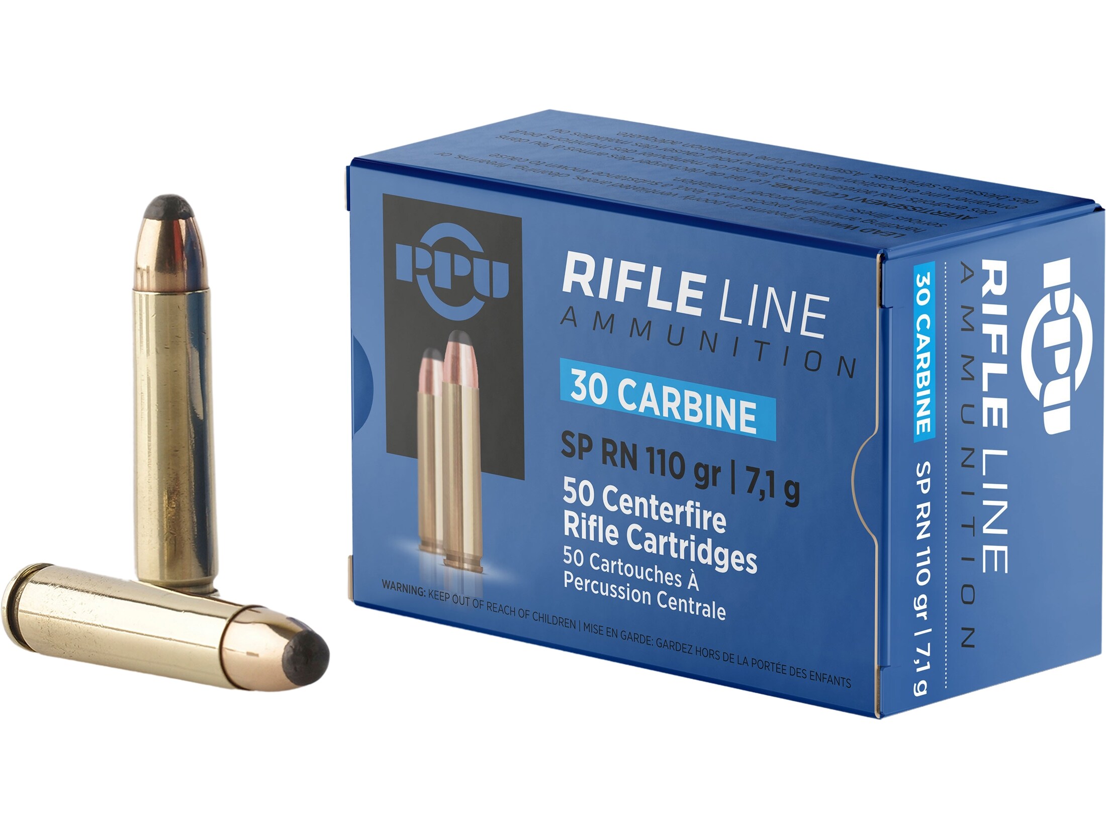 PPU 30 Carbine Ammo 110 Grain Jacketed Soft Point Box Of 50