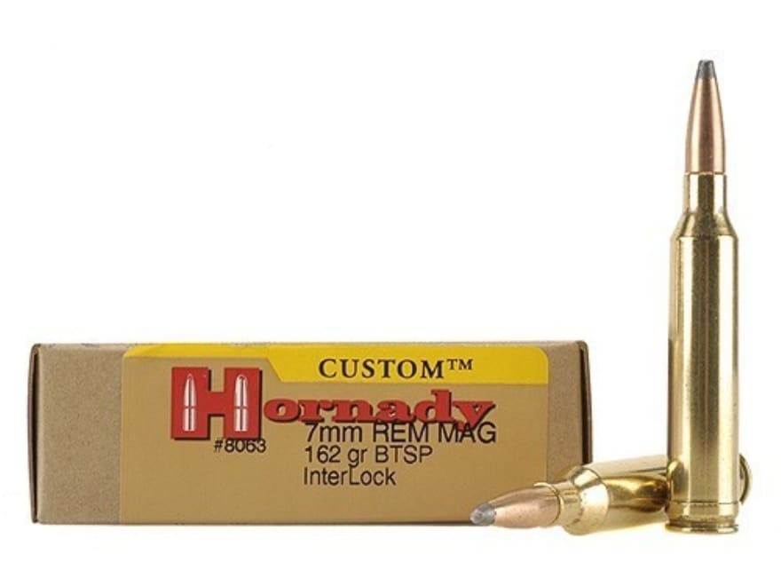 Hornady Custom 7mm Remington Mag Ammo 162 Grain Hornady Interlock