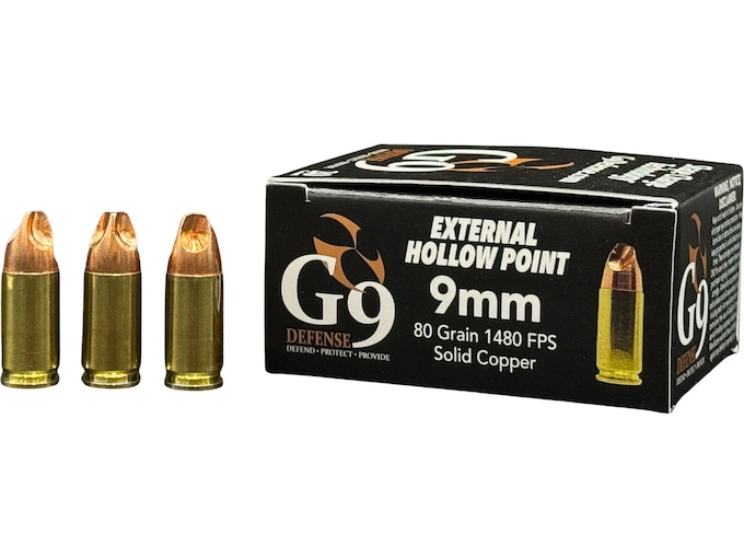 G9 Defense 9mm Luger Ammo 80 Grain Fluted Lead Free Box of 20