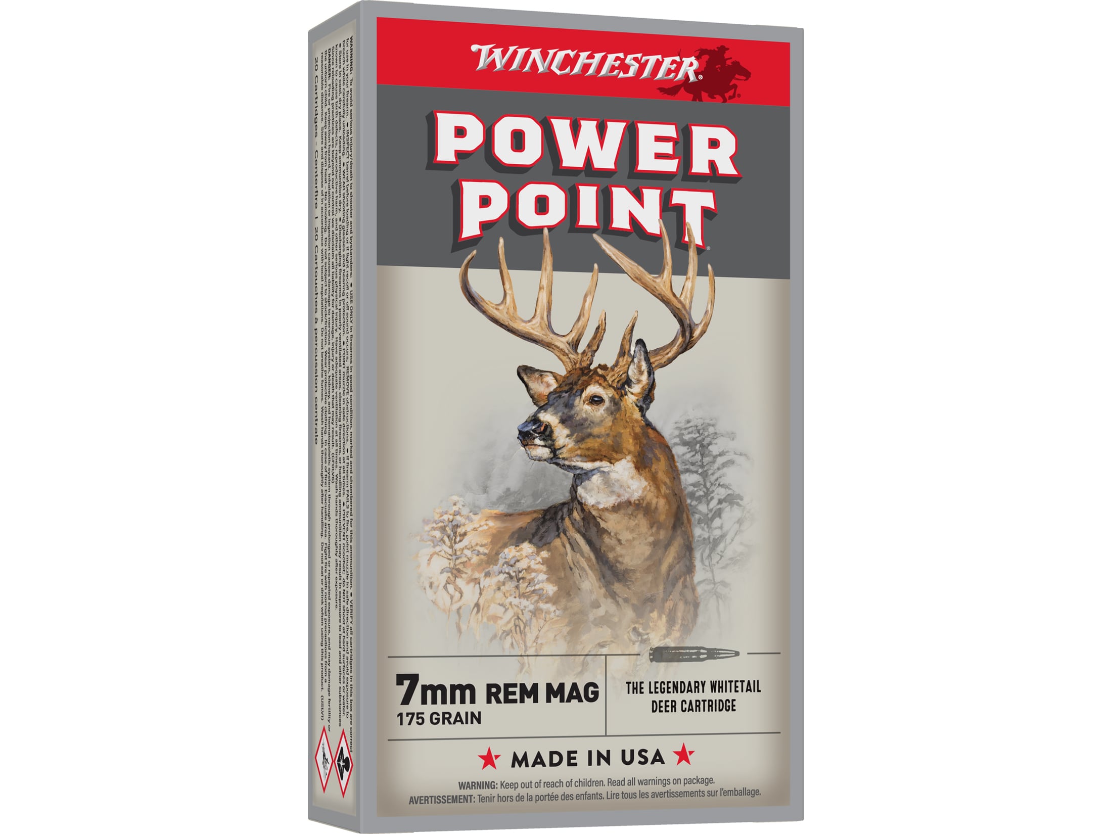 Winchester Power Point 7mm Remington Mag Ammo 175 Grain Jacketed Soft