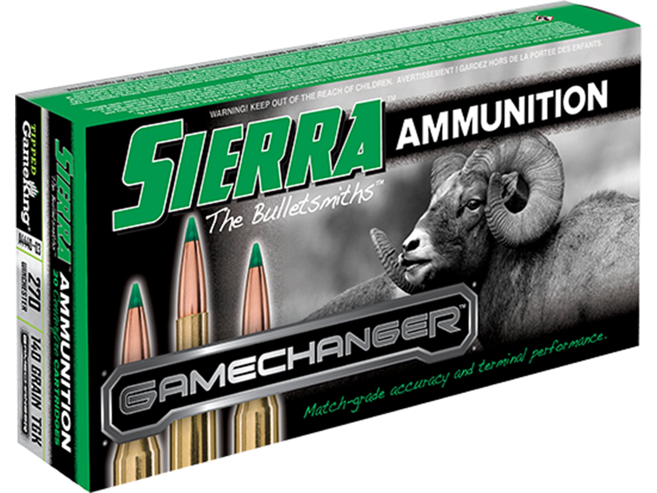 Sierra GameChanger Ammo 270 Winchester 140 Grain Tipped GameKing Box.