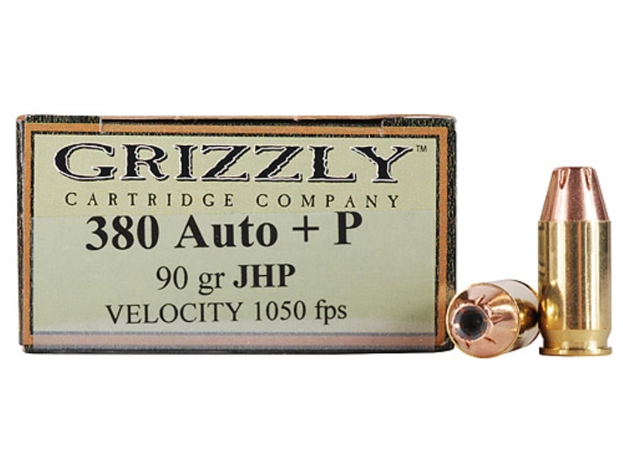 Grizzly Ammo 380 ACP +P 90 Grain Jacketed Hollow Point Box of 20.