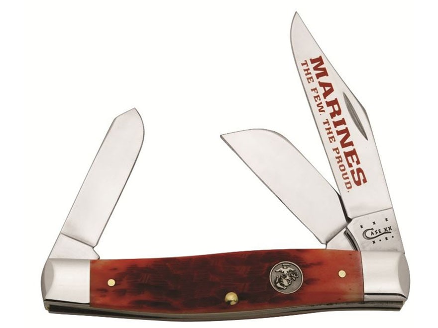 Case USMC Large Stockman Folding Pocket Knife 3Blade Clip, Sheepsfoot