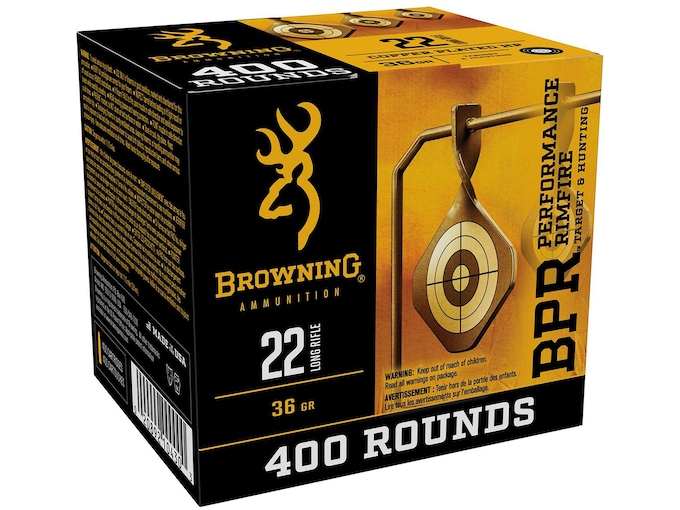 Browning BPR 22LR Ammo 36 Grain Plated Hollow Point Box of 400