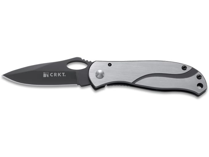 CRKT Pazoda Pocket Knife 2.63″ Drop Point 8Cr13MoV Stainless Titanium Nitride Blade Stainless Steel Handle Silver