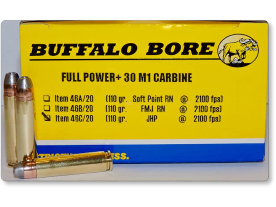 Buffalo Bore 30 Carbine Ammo 110 Grain Jacketed Hollow Point Box of 20