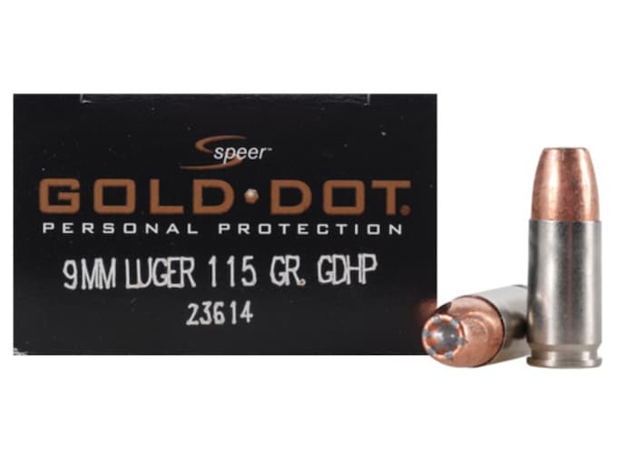 Speer Gold Dot 9mm Luger Ammo 115 Grain Bonded Jacketed Hollow Point Box of 20