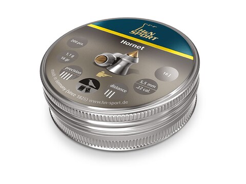 H&N Hornet Pellets 22 Caliber 16 Grain 5.5mm Head-Size Pointed Tin of 200