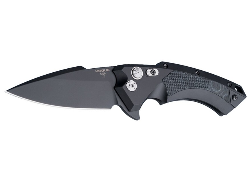 Hogue X5 Folding Knife 3.5 Black Spear Point CPM-154 SS Blade