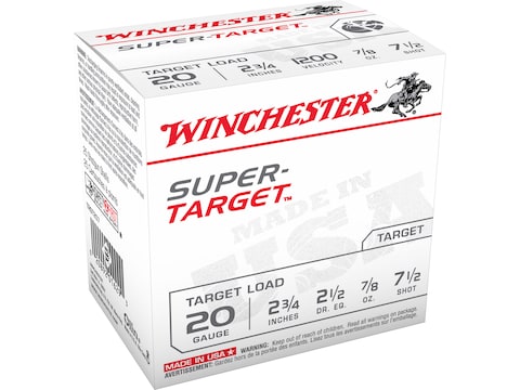 Winchester Super-Target Ammunition 20 Gauge 2-3/4" 7/8 oz #7-1/2 Shot