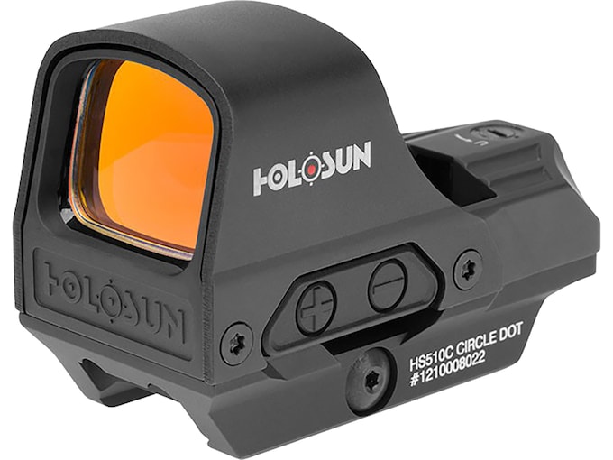 Holosun HS510C Reflex Red Dot Sight 1x Selectable Reticle Quick-Release Mount Solar/Battery Powered Matte Black