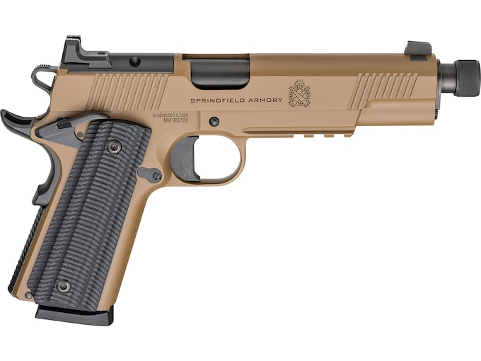 Springfield Armory 1911 Operator AOS 45 ACP Pistol 5″ Threaded Barrel 8+1 Round Coyote Slide Black Grip Coyote Frame