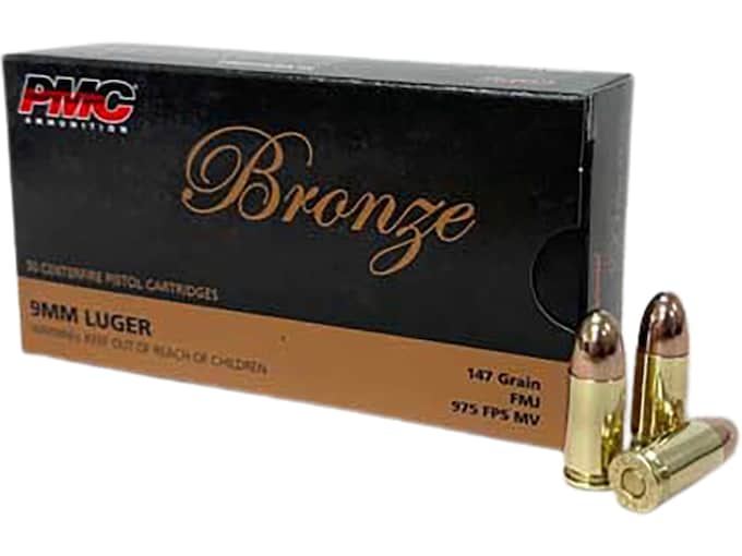PMC Bronze 9mm Luger Ammo 147 Grain Full Metal Jacket Box of 50