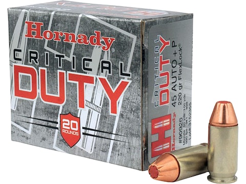 Hornady Critical Duty Ammo 45 Acp +p 220 Grain Flexlock Box Of 20