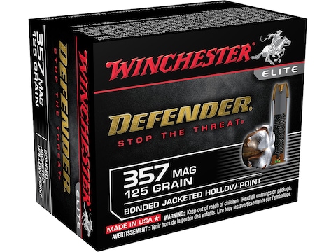 Winchester Defender Ammo 357 Mag 125 Grain Bonded Jacketed Hollow