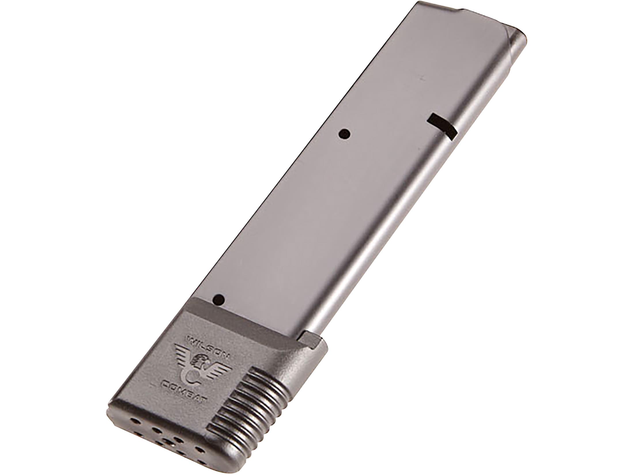 Wilson Combat 47 Series 1911 Government, Commander Magazine with Wrap Around Base Pad 45 ACP 10-Round Stainless Steel Black