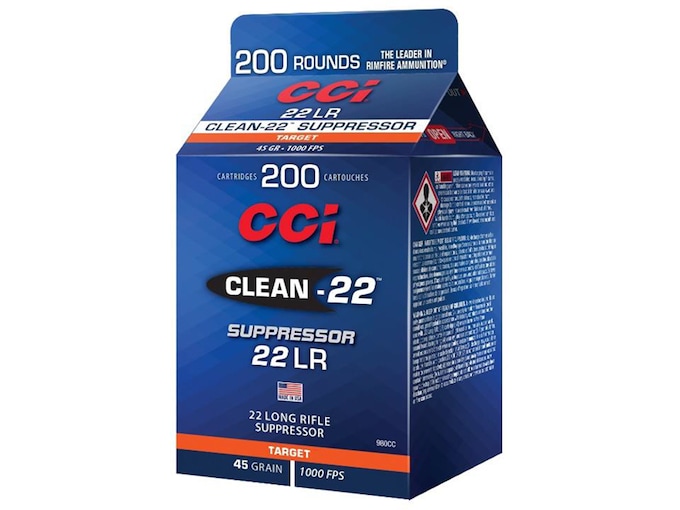 CCI Clean-22 Suppressor 22LR Ammo 45 Grain Round Nose Box of 200