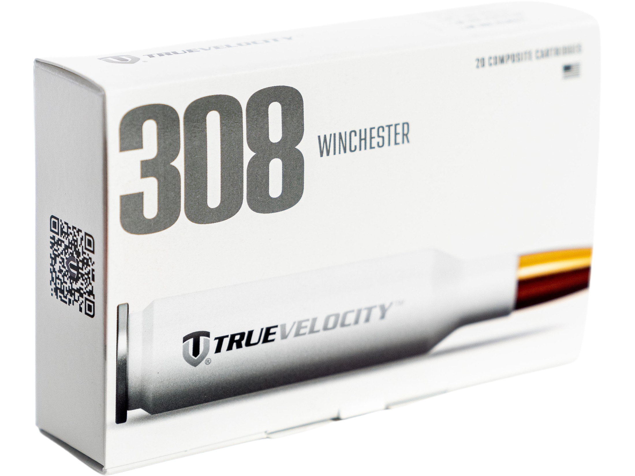 True Velocity Ammunition 308 Winchester 168 Grain Nosler Custom Competition Hollow Point Boat Tail Composite Case