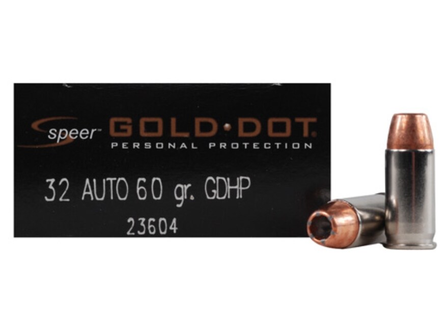 Speer Gold Dot Ammo 32 ACP 60 Grain Jacketed Hollow Point Box of 20.