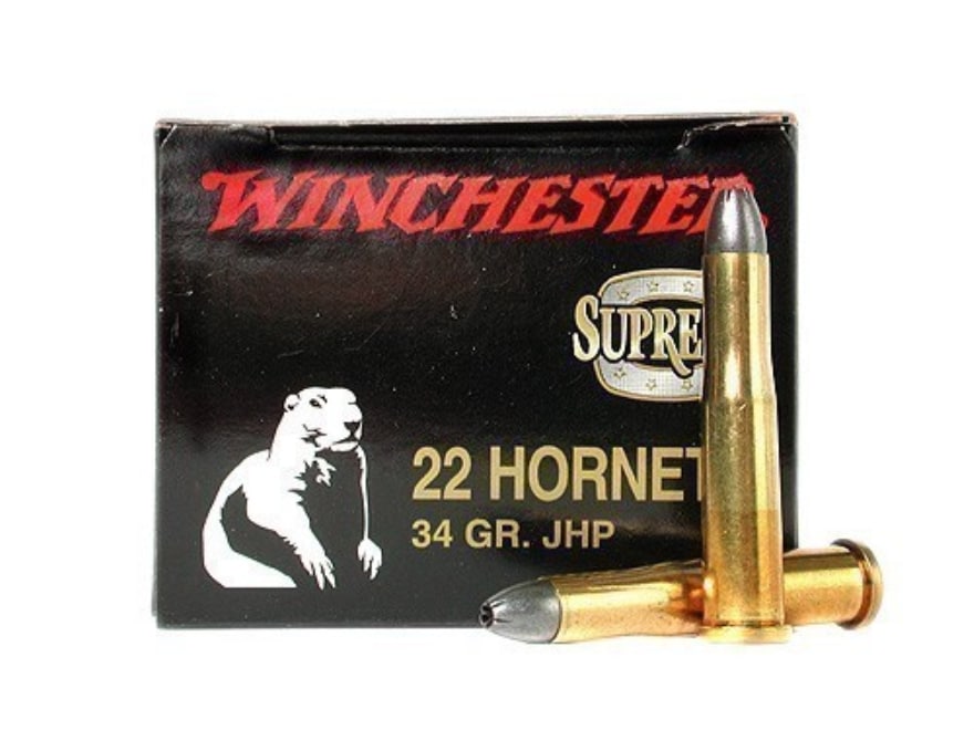 Winchester Supreme Ammo 22 Hornet 34 Grain Jacketed Hollow Point Box