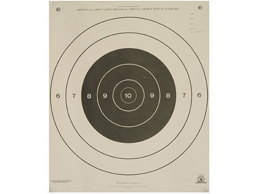 NRA Official Smallbore Rifle Targets A-21 200 Yard Prone Paper Pack of