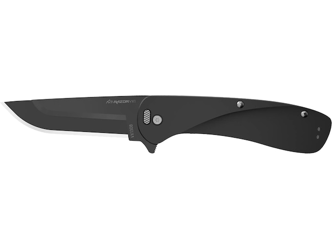 Outdoor Edge RazorVX1 Folding Knife 3″ Drop Point 420-J2 Satin Blade Aluminum Handle Black