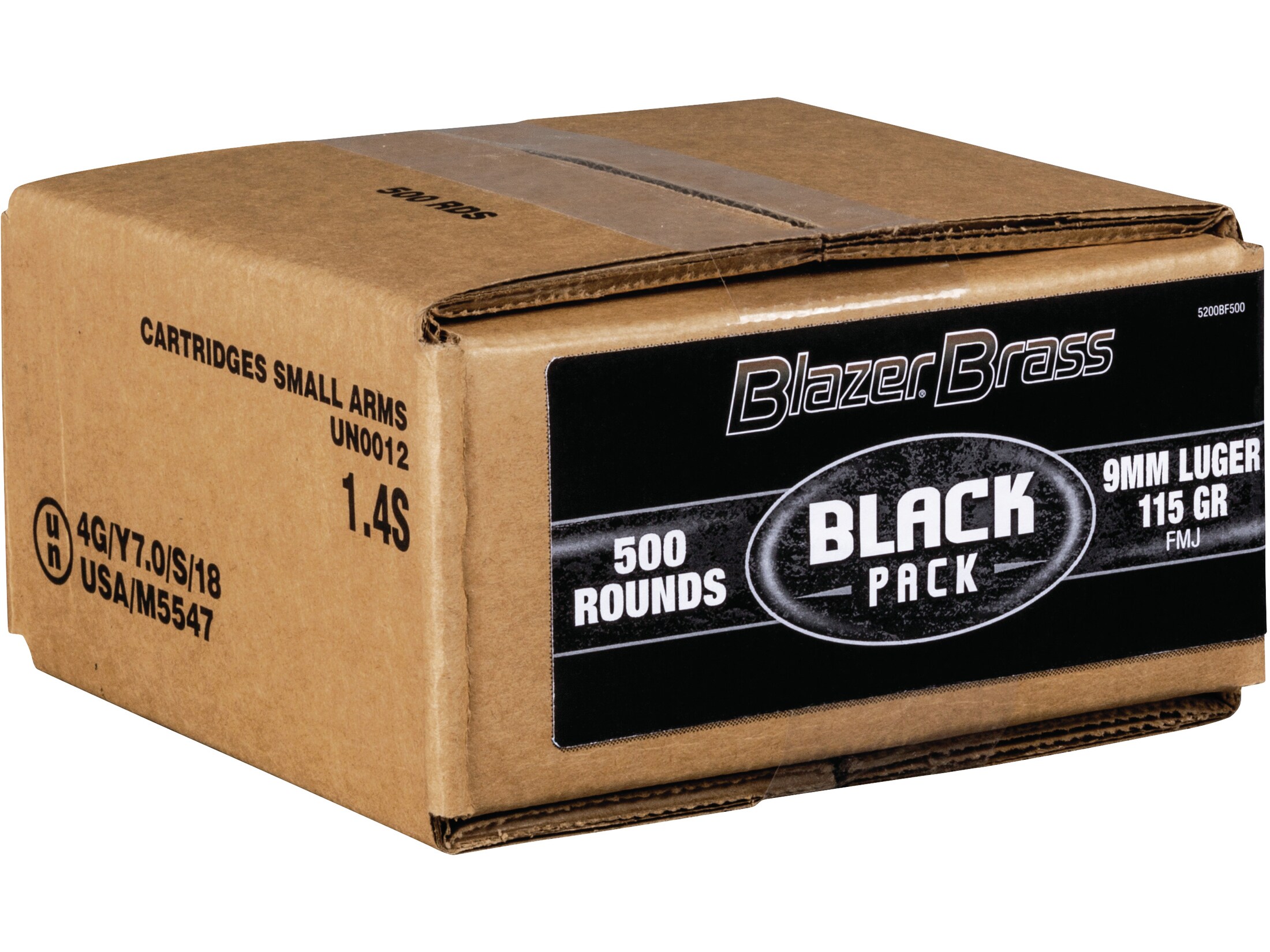 Blazer Brass Black Pack 9mm Luger Ammo 115 Grain Full Metal Jacket Box