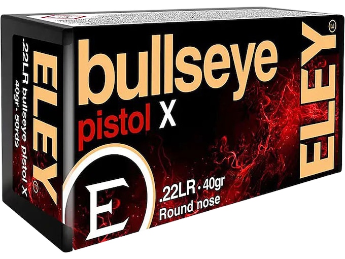 Eley Bullseye Pistol X 22LR Ammo 40 Grain Round Nose Box of 50