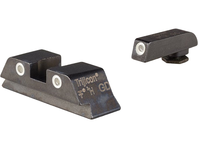 Trijicon Bright & Tough Night Sight Set for Glock 17, 17L, 19, 22, 23, 24, 25, 26, 27, 28, 31, 32, 33, 34, 35, 37, 38, 39 and 45 Gen 1, 2, 3, 4, 5 Steel Matte 3-Dot Tritium Green